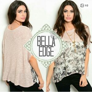 Pink and White Floral Print Knit Top